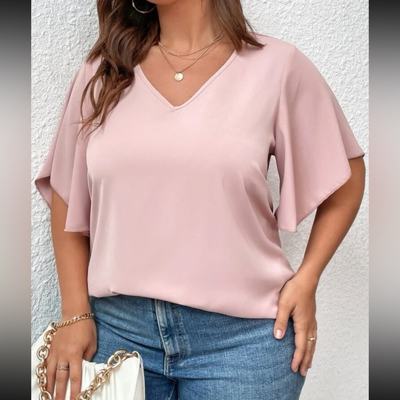 SHEIN LUNE Plus Butterfly Sleeve Blouse Size 0XL/12 - Picture 2 of 10